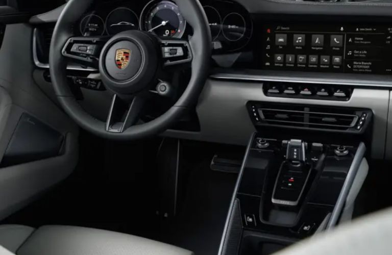 2022 Porsche 911 Carrera dashboard and steering wheel
