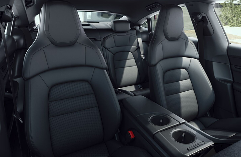 The front and rear seats in the 2022 Porsche Taycan.
