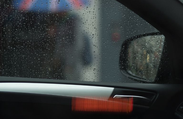 Rain droplets on a vehicle's side window