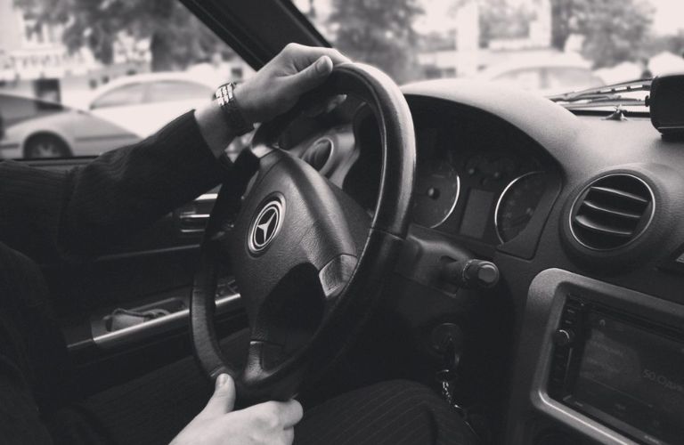 steering wheel of a Mercedes-Benz